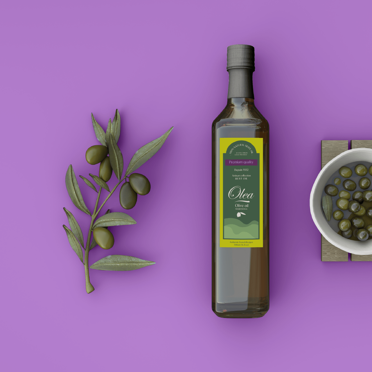 Marque d'huile d'olive - étiquettes OLEA